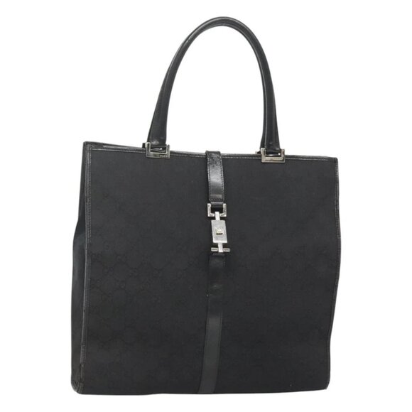 GUCCI GG Canvas Jackie Tote Bag Black Silver 002 1064 1669 Auth bs26232 - Picture 1 of 16